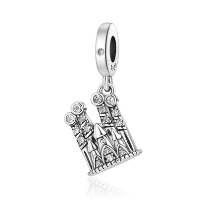 Klassische Kronen-Schädelperlen aus 925er-Sterlingsilber und Rosenpistolen-Anhänger, passend für Armbänder, exquisite Halsketten, Schmuck, Geschenke