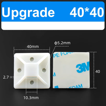 100PCS Selbstklebende Positionierung Upgrade Starker Kleber Sucker Kabelbinder Basen Montieren Draht Befestigung Sitz Linie Organizer Abnehmbare Wand