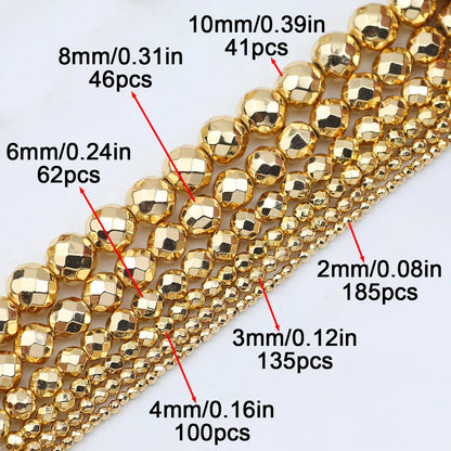 15'' Mehrfarbiger facettierter runder Hämatit-Naturstein 2/3/4/6/8/10 mm lose Perlen für DIY-Schmuckherstellung, Armband, Halskette, Earri