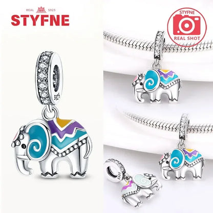 Silber 925 Gold Pyramide Mumie Doppel Charm Elefant Perlen passen Original Armband DIY edlen Schmuck Zubehör für Frauen Geschenke