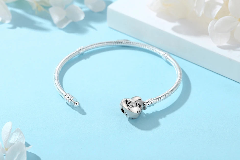 Original 925 Sterling Silber Armbänder Armreifen Liebe Herz Clip Charms Perlen Schlange Ketten Für Frauen Rose Gold DIY Luxus Schmuck