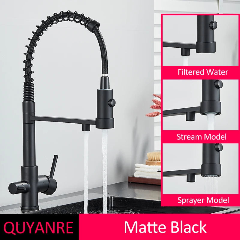 Schwarz Gefilterte Küche Wasser Filter Küche Armaturen Dual Auslauf Filter Wasserhahn Mixer Wasser Reinigung Wasser Kran Für Küche
