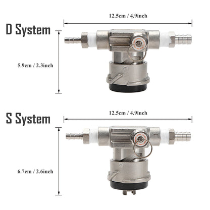 Komplett aus Edelstahl mit niedrigem Profil und platzsparendem PRV-Bierfass-Anschluss, D/S-System, 1/4 Zoll Stab, Bier aus 3/8 Zoll Stabgas