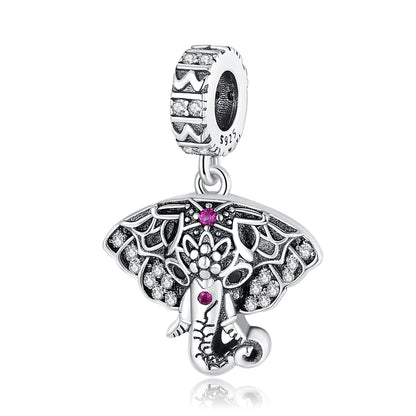 Heißer Verkauf 925er Sterlingsilber, bunter und funkelnder Elefant, baumelnder Charm für Armband, schöner Schmuck, Accessoires, Geschenke