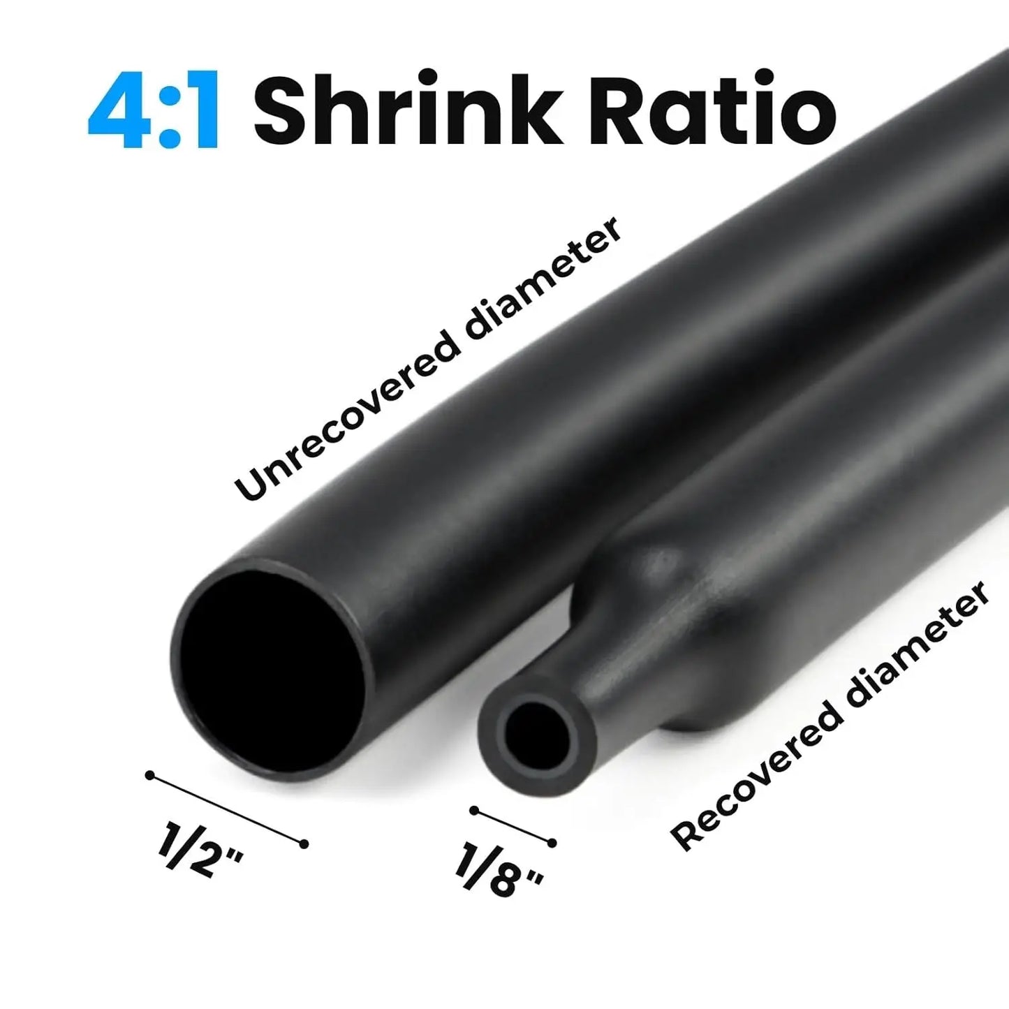 Φ4mm bis Φ52 Schrumpfschlauch, Verhältnis 4:1, doppelwandig, mit Klebstoff ausgekleidet, Schrumpfschlauch, wasserdicht, industriell, Schwarz