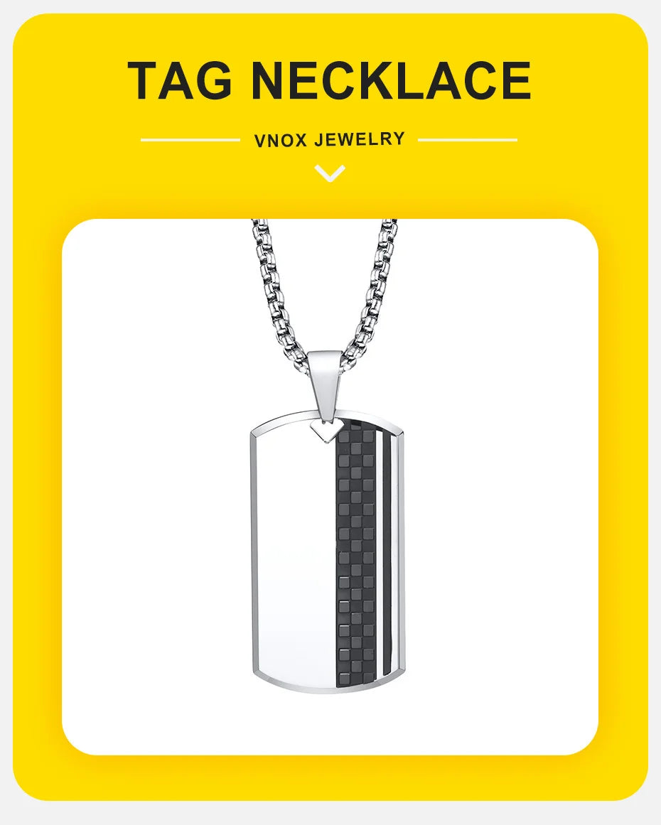 Vnox Herren-Halskette mit Erkennungsmarken-Anhänger aus Edelstahl, geometrische Hundemarken-Halsketten, Geschenk für Ihn, Schmuck