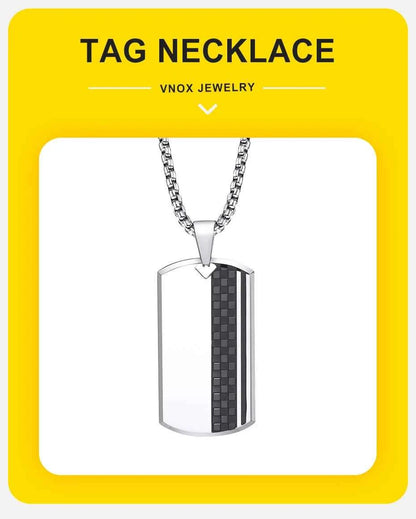 Vnox Herren-Halskette mit Erkennungsmarken-Anhänger aus Edelstahl, geometrische Hundemarken-Halsketten, Geschenk für Ihn, Schmuck