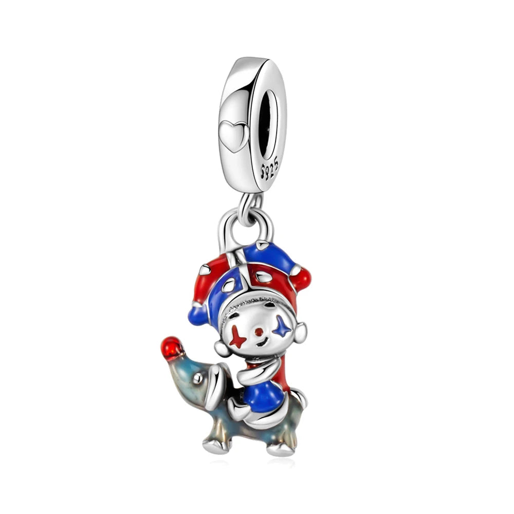 Vergnügungspark-Charm aus 925er-Sterlingsilber, Riesenrad, Achterbahn, Zirkus, Clown, Karussell, passend für DIY-Armbänder, Halsketten, Souvenir