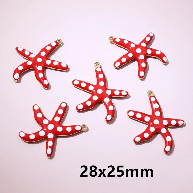 10 Stück 2 Größen Edelstahl Seestern Charms Anhänger Emaille DIY Schmuck Herstellung Zubehör Zubehör Zubehör Armband Halskette Ohrringe