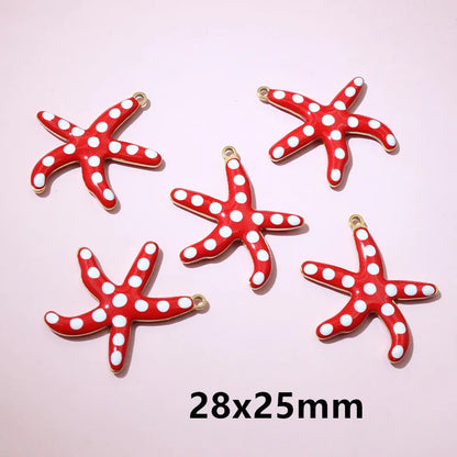 10 Stück 2 Größen Edelstahl Seestern Charms Anhänger Emaille DIY Schmuck Herstellung Zubehör Zubehör Zubehör Armband Halskette Ohrringe