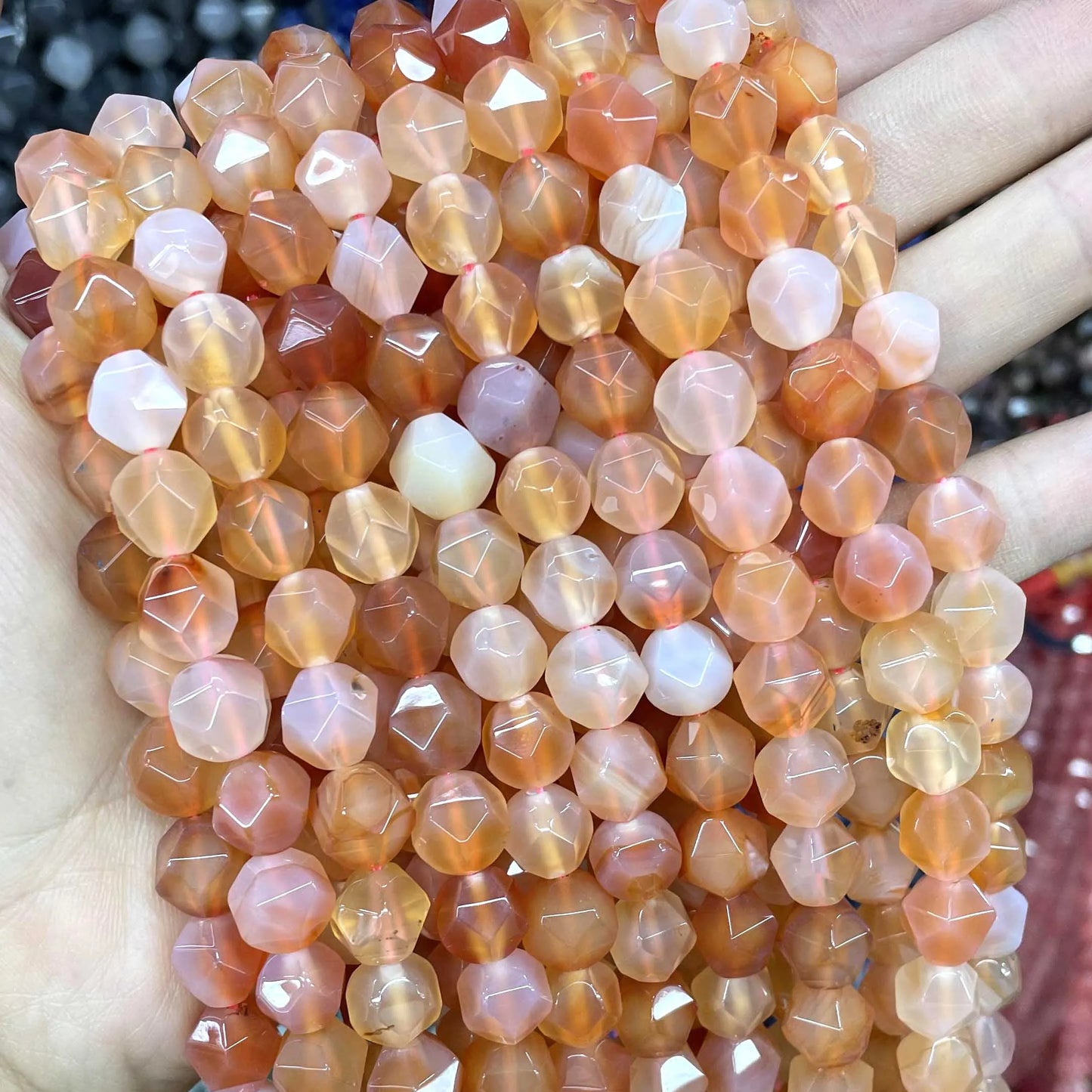 6 8 10 MM Natürliche Facettierte Stein Achate Rhodolite Quarz Jade Spacer Perlen Diy Handgemachte Armband Für Schmuck Machen zubehör