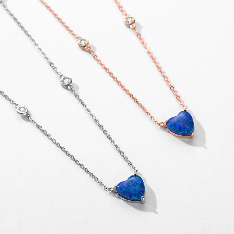 Modian 925 Sterling Silber van Gogh Sternen himmel Design blau Herz Opal Anhänger Halskette Mode Glieder kette für Frauen edlen Schmuck