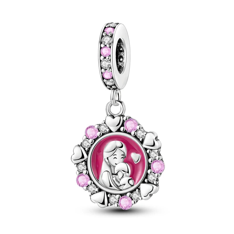 Neue 2025 925 Sterling Silber Charms Perlen Liebe Herz Rosa Original Charm Anhänger Fit Charm Armbänder DIY Schmuck Geburtstag Geschenk