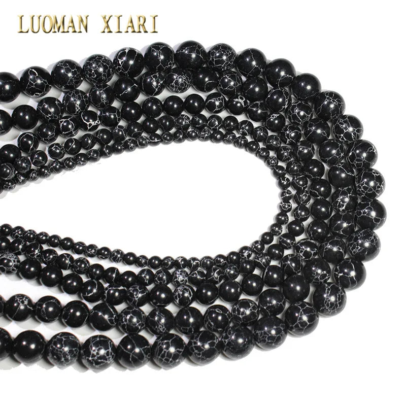Großhandel Schwarz Onyx Achat Runde Naturstein Perlen Für Schmuck Machen DIY Armband Halskette Charms 4/6/8/10/12/mm Strang 15''