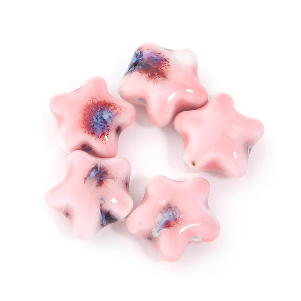 5 teile/los Keramik Stern Perlen Bunte 15x13,5mm Porzellan Lose Spacer Perlen Für DIY Schmuck Machen Armband halskette Zubehör