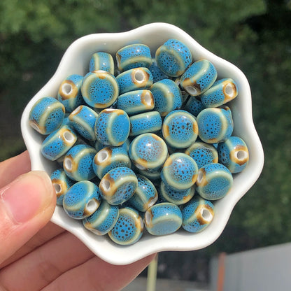 10 Stück mehrfarbige Keramik-flache runde Perlen zum Selbermachen, lose Perlen für Strandschmuck, Böhmen, Kunsthandwerk, Schmuckherstellung, Zubehör, 11 mm