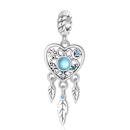 Exquisite Seestern-Perlen aus 925er-Sterlingsilber und vierblättriges Kleeblatt, baumelnder Charm für Armbänder und Halsketten, blaues romantisches Anhänger-Geschenk