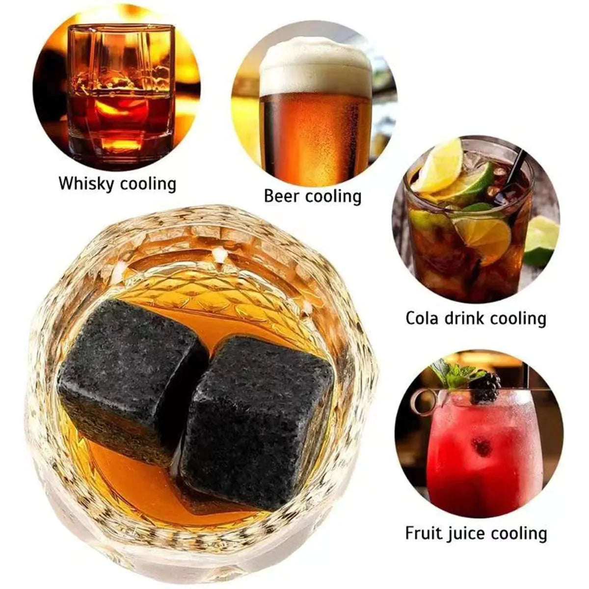 Geschenkset mit Whiskey-Steinen, 8 Whiskey-Steine, 2 Gläser, Eiszange, wiederverwendbare Whiskey-Steine, Geschenk für Männer, Vatertagsgeschenk, Bar-Party-Set