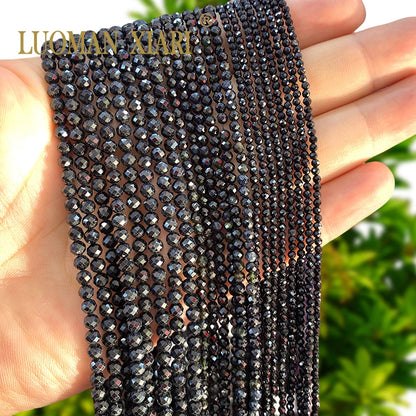 2 3 4 MM Facettierte Runde Naturstein AA Schwarz Turmalin Lose Spacer Perlen für Schmuck Machen Diy Armbänder Zubehör charms