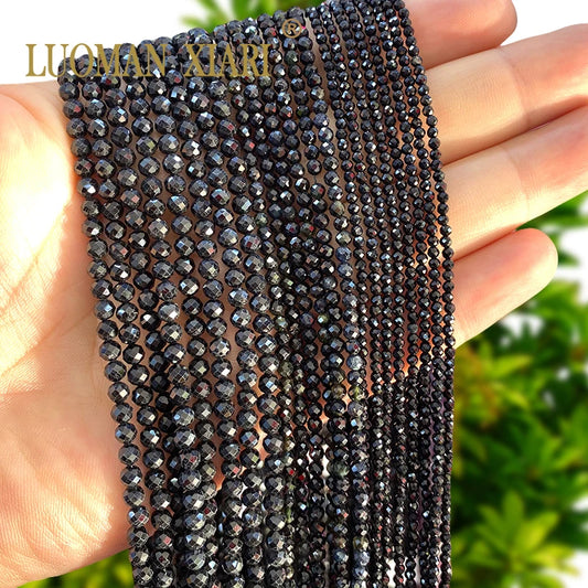 2 3 4 MM Facettierte Runde Naturstein AA Schwarz Turmalin Lose Spacer Perlen für Schmuck Machen Diy Armbänder Zubehör charms