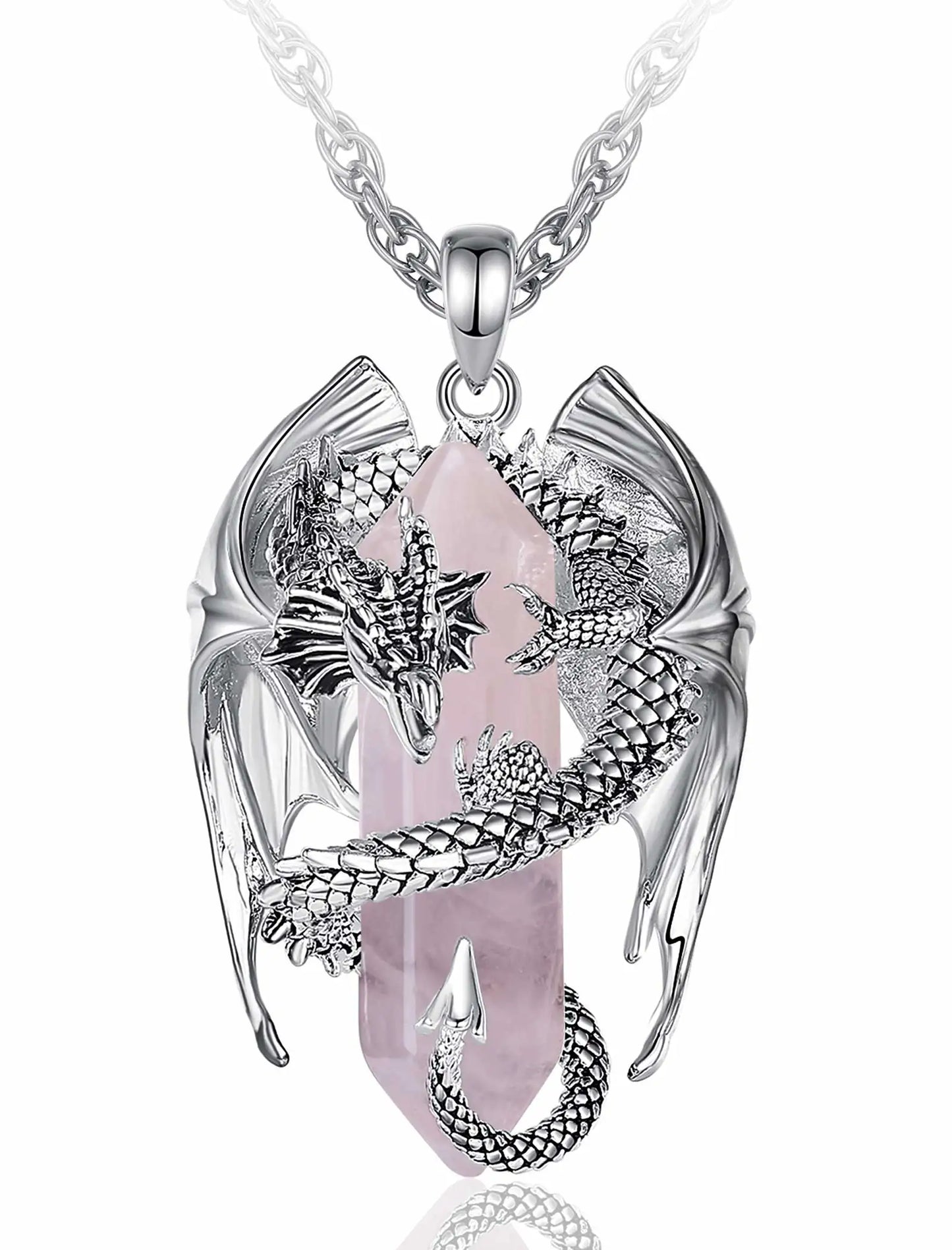 Eudora Drache Twining sechseckigen Rosenquarz prismatische Halskette Punk Heils tein Rosenquarz Anhänger Schmuck Geschenk für Mann Frauen