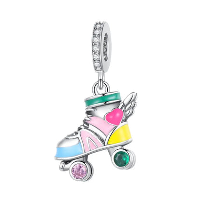 Klassische rote High Heels und goldene Turnschuhe aus 925er-Sterlingsilber, Fußball-Trophäe, baumelnder Charm, passend für Armbänder, Boutique-Schuhserie, Geschenke