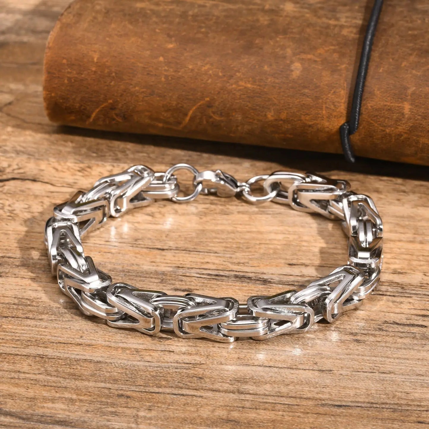 Klobige byzantinische Kettenarmbänder für Männer und Jungen, V-förmiges Edelstahl-Kettenglied-Armband, Vintage-Schmuck, Accessoires, Herrengeschenke