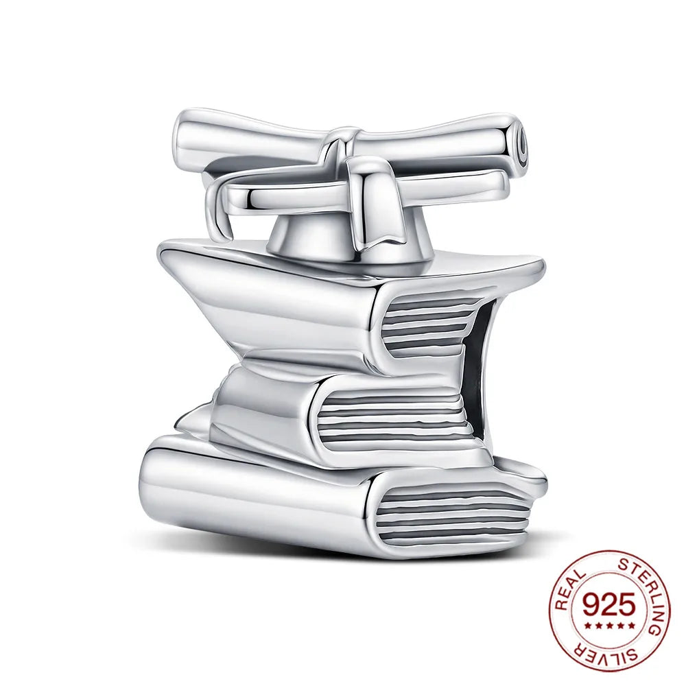 2026 925 Sterling Silber Abschluss-Anhänger Doktorhut-Charms Schmuckherstellung für Klassische Armbänder Damenschmuck DIY Geschenke