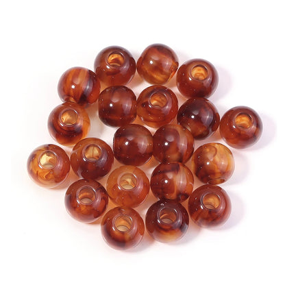 10-200PCS Imitation Bernstein Perlen Runde Acryl Perlen Lose Große Loch Spacer Perlen Für Schmuck Machen DIY Armband halskette