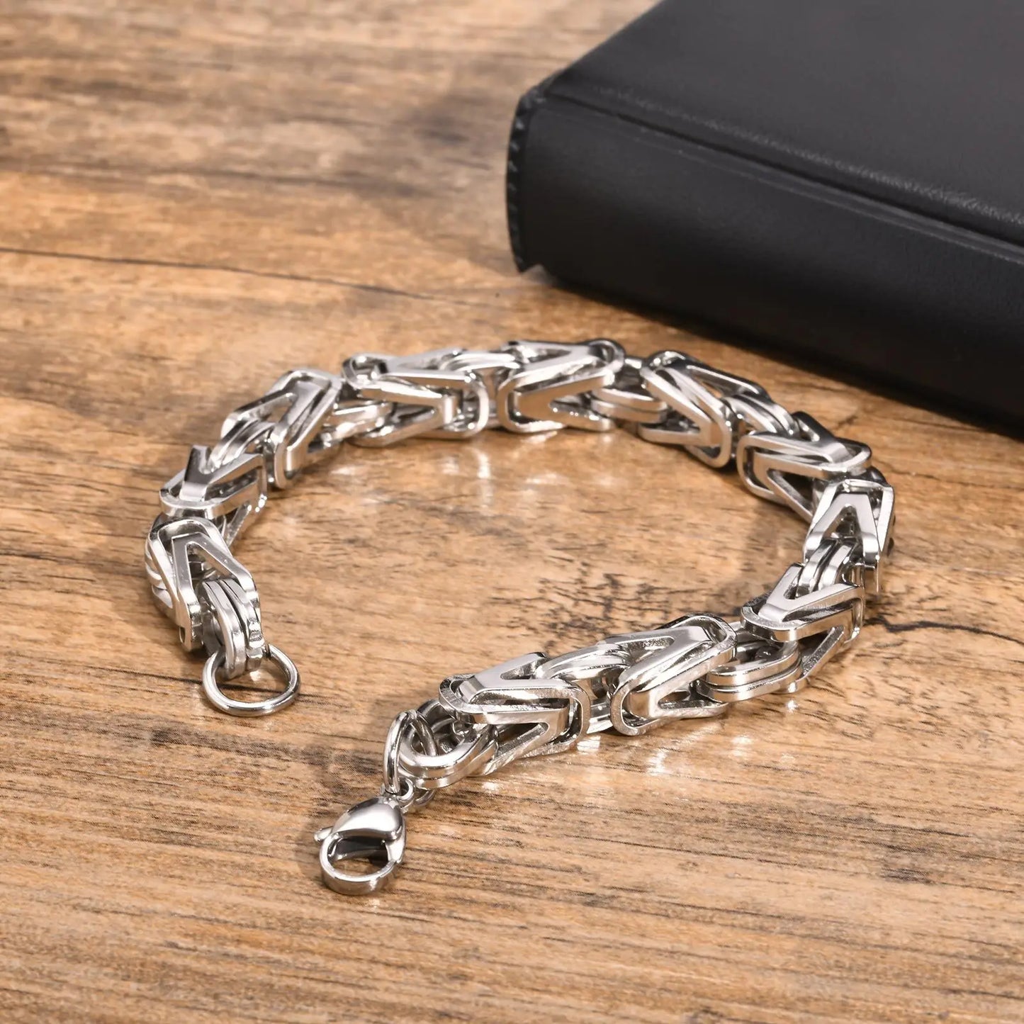 Klobige byzantinische Kettenarmbänder für Männer und Jungen, V-förmiges Edelstahl-Kettenglied-Armband, Vintage-Schmuck, Accessoires, Herrengeschenke