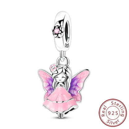 Frühling Charms Perlen Anhänger 925 Sterling Silber Blume Schmetterling Libelle Pilz Charms Fit Armband Frau Mann DIY Schmuck