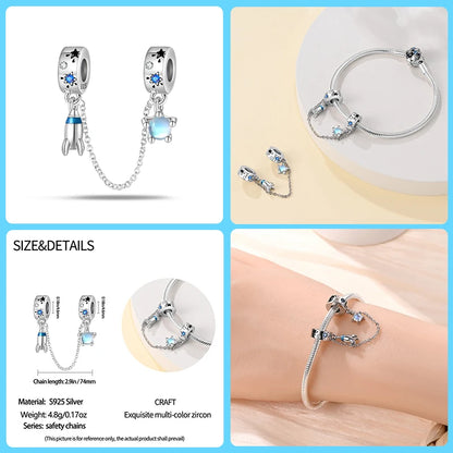 100 % 925 Sterling Silber Mode Raumfahrt Sammlung Rakete Astronaut Charms Perlen passen Qikaola Original Armband DIY Schmuck