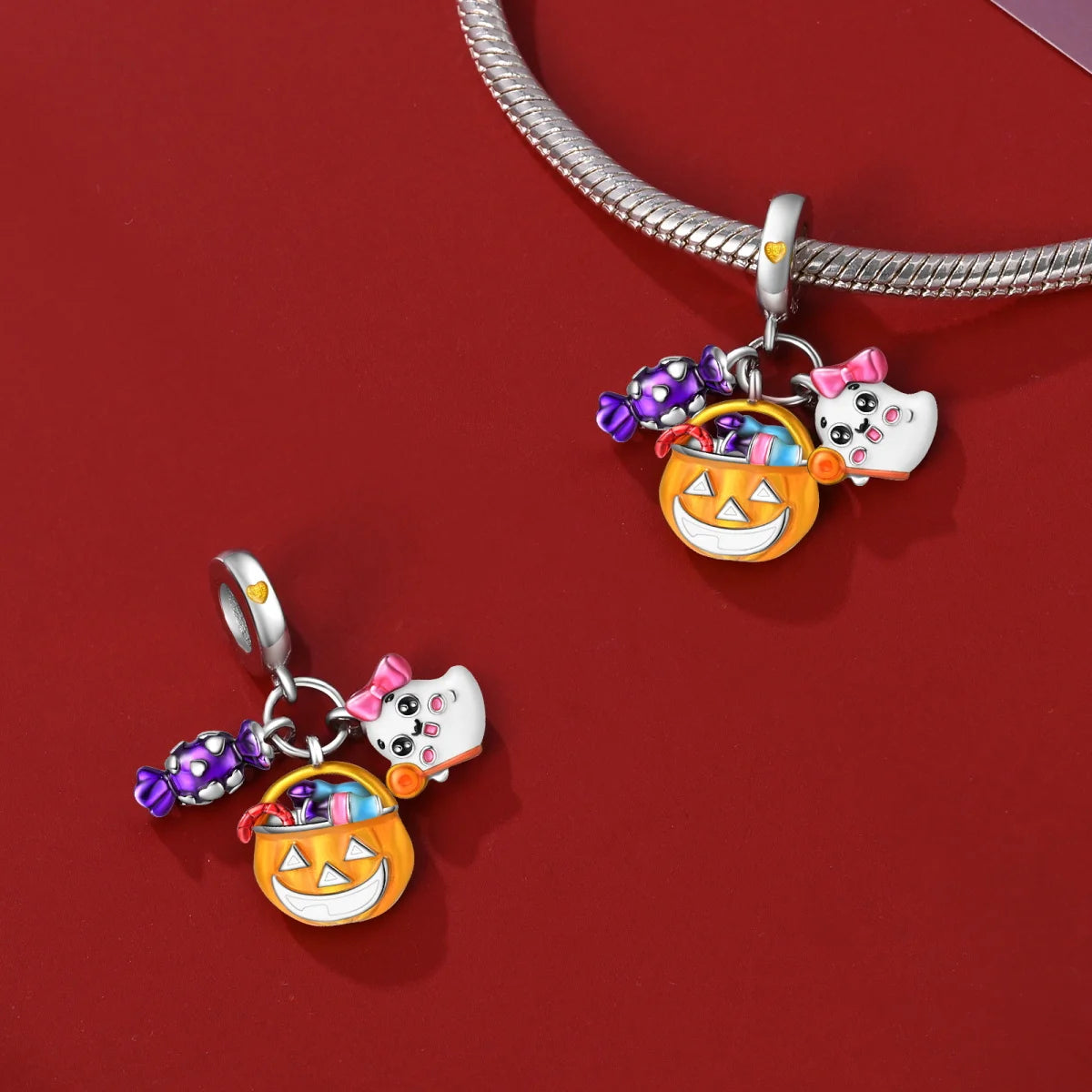 Heißer Verkauf 925er Sterlingsilber Kürbiskopfperlen & fliegende Hexe baumelnder Charm passend für Armband Halloween Anhänger Zubehör Geschenke