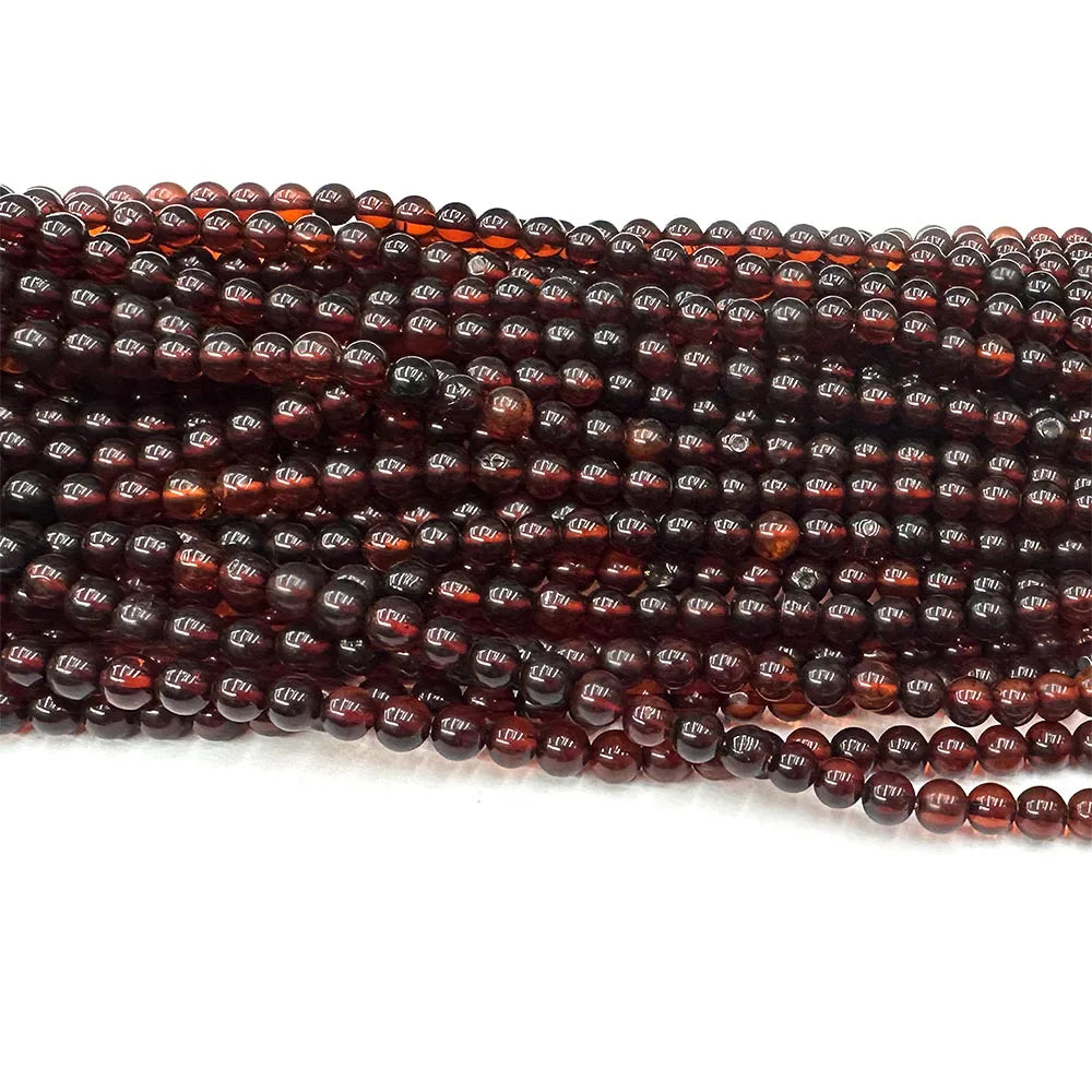 Veemake Natürlicher roter Blut-Bernstein, rund, lose, kleine Perlen für die Schmuckherstellung, Edelsteine, DIY-Halskette, Armbänder, Ohrringe 08469