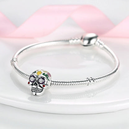 Charms aus 925er-Sterlingsilber, Perlen, Totenkopf, Apfel, baumelnd, passend für Original-Armbänder, DIY-Schmuck, Geschenke