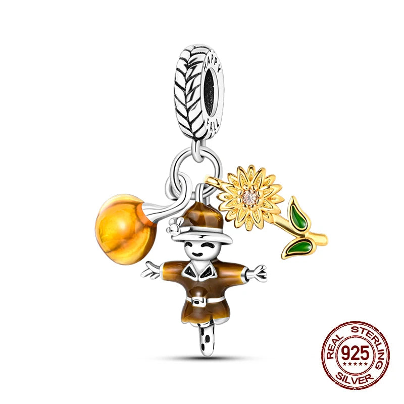 Herbst Neue 925 Sterling Silber Braun Maple Leaf Kürbis Biene Charms Bead Fit 3mm 925 Original Armbänder DIY schmuck Warmes Geschenk