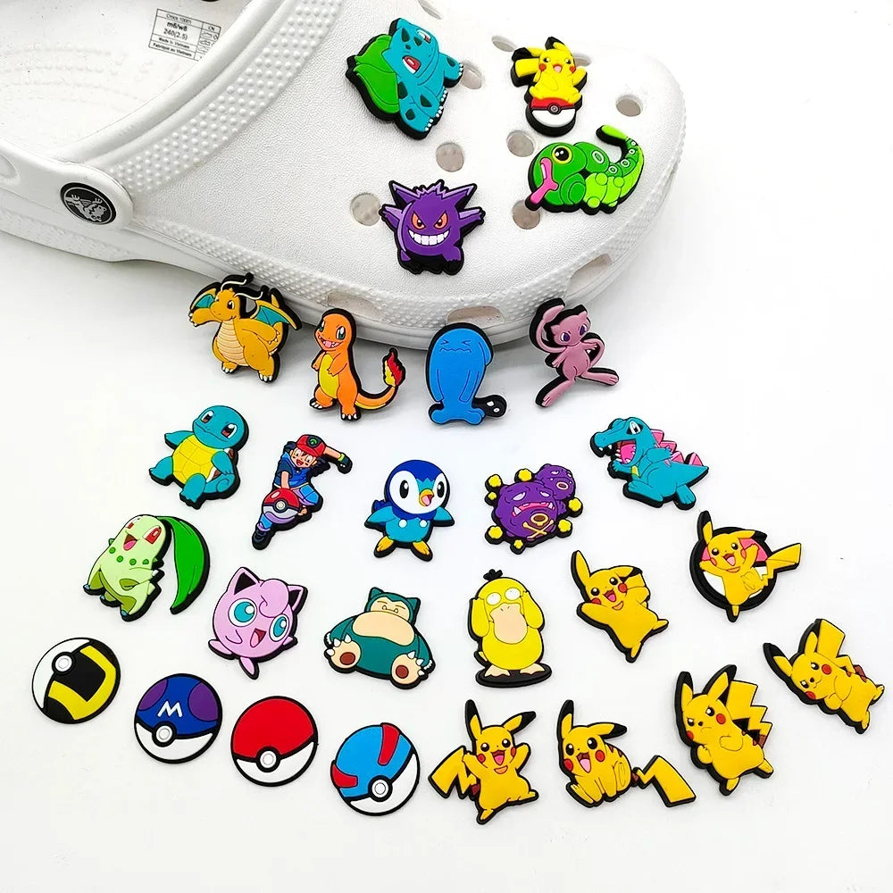 20/27 Stück Pokemon Schuhe Charms für Clogs Sandalen Dekoration PVC Pikachu Cartoon Schuhzubehör Charms für Freunde Geschenke
