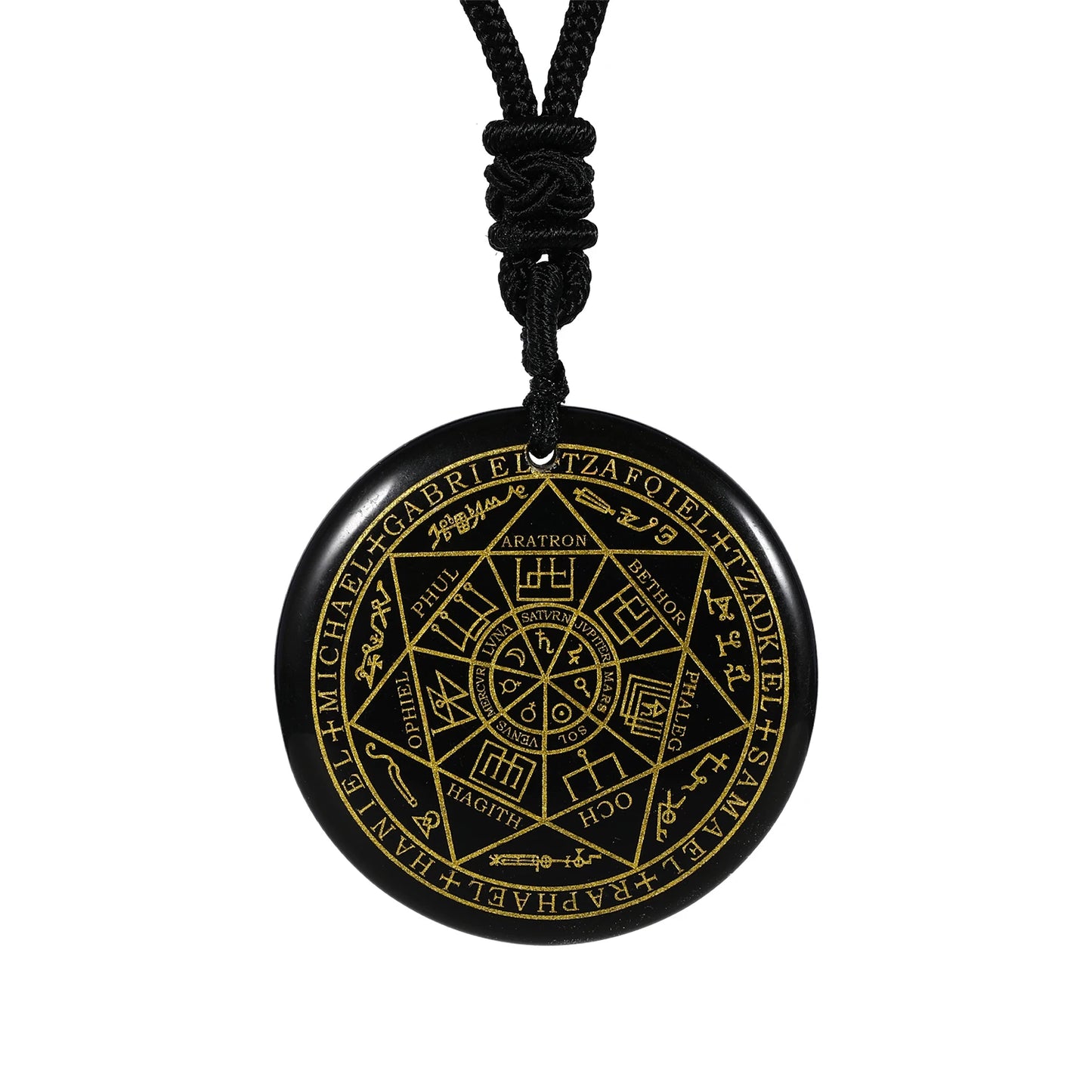 Sieben Erzengel Amulett Naturkristall Quarz Anhänger Michael Männer Siegel von Solomon Talisman Halskette Schutz Schmuck Kragen