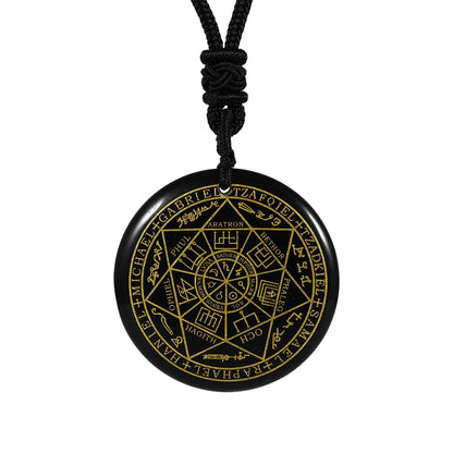 Sieben Erzengel Amulett Naturkristall Quarz Anhänger Michael Männer Siegel von Solomon Talisman Halskette Schutz Schmuck Kragen