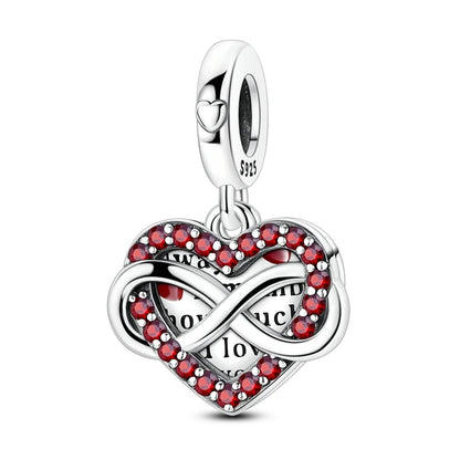 Rote Serie 925er Sterlingsilber, Koi-Herz, Pilz, Feuerwerkskörper, Kaffeemaschine, Charm, passend für DIY-Armbänder, Halsketten, exquisite lustige Geschenke