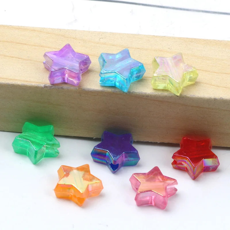 50 Stück transparente AB-Farbe, fünfzackiger Stern, Acrylperlen, lose Distanzperlen für Schmuckherstellung, DIY-Handwerk