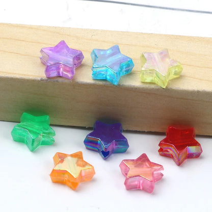 50 Stück transparente AB-Farbe, fünfzackiger Stern, Acrylperlen, lose Distanzperlen für Schmuckherstellung, DIY-Handwerk