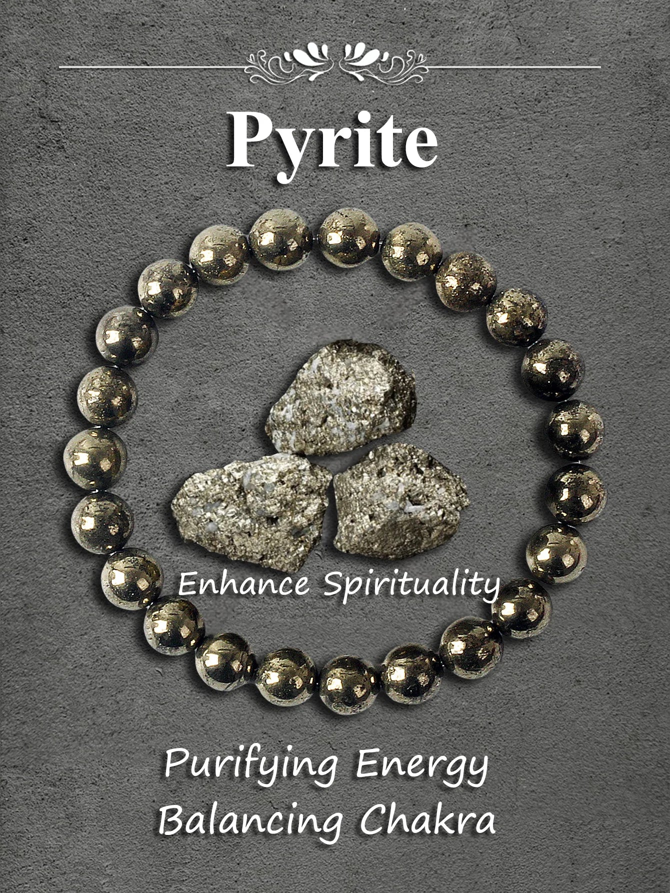 Natural Pyrite Stone Bead Bracelet for Wealth Abundance Confidence Boost Positive Energy Flow & Protective Empowerment Jewelry