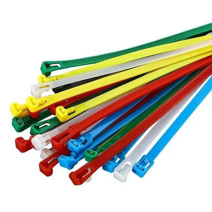 100 Stück wiederverwendbare Nylon-Kabelbinder 3,6 x 150 mm – Verschlussschlaufe, abnehmbar, gemischt in Schwarz und Weiß – ideal für die Organisation zu Hause und im Büro