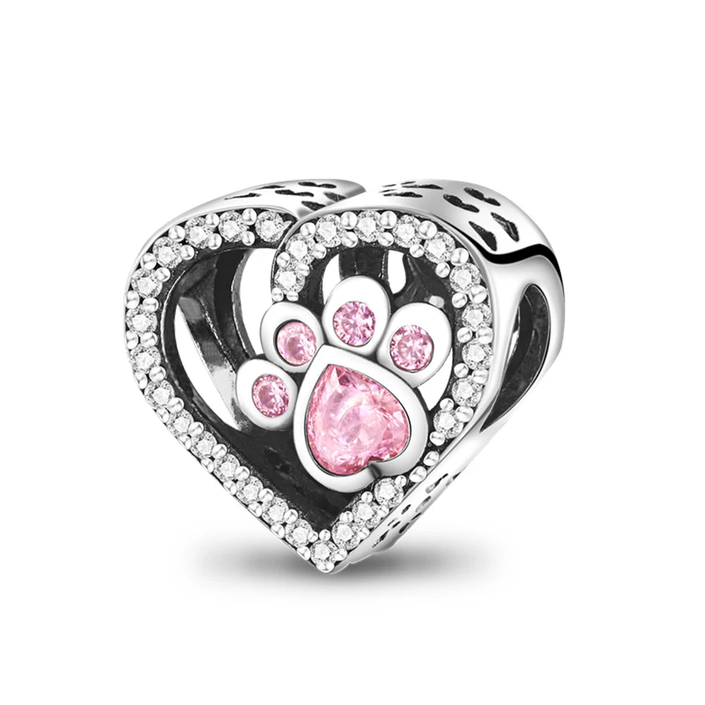 Original 925er Sterlingsilber, rosa Serie, Charms, Perlen, Schleife, Parfümflasche, herzförmiger Kreuz-Anhänger, passend für Armband, DIY-Schmuck