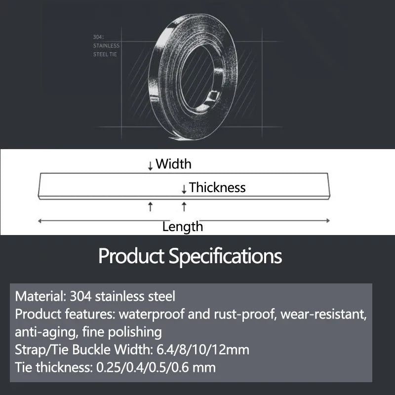 304 Edelstahl Kabelbinder Reel Self-Locking Zip Kabelbinder Schnalle Elektrische Box Industriellen Pipeline Zahn Schnalle Stecker