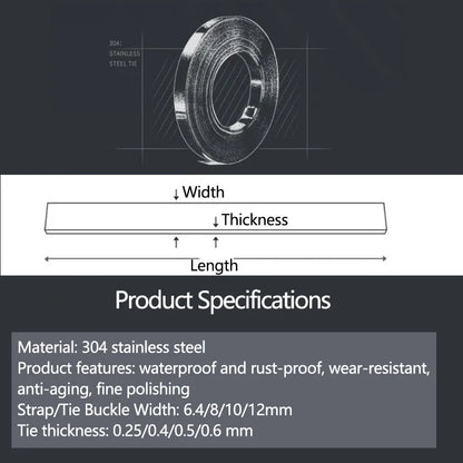 304 Edelstahl Kabelbinder Reel Self-Locking Zip Kabelbinder Schnalle Elektrische Box Industriellen Pipeline Zahn Schnalle Stecker