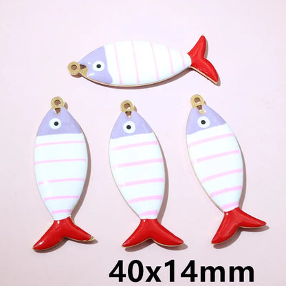 10 Stück Edelstahl Emaille Streifen Fisch Charms Anhänger 40x8/40x14mm DIY Schmuck Herstellung Zubehör für Halsketten Ohrringe