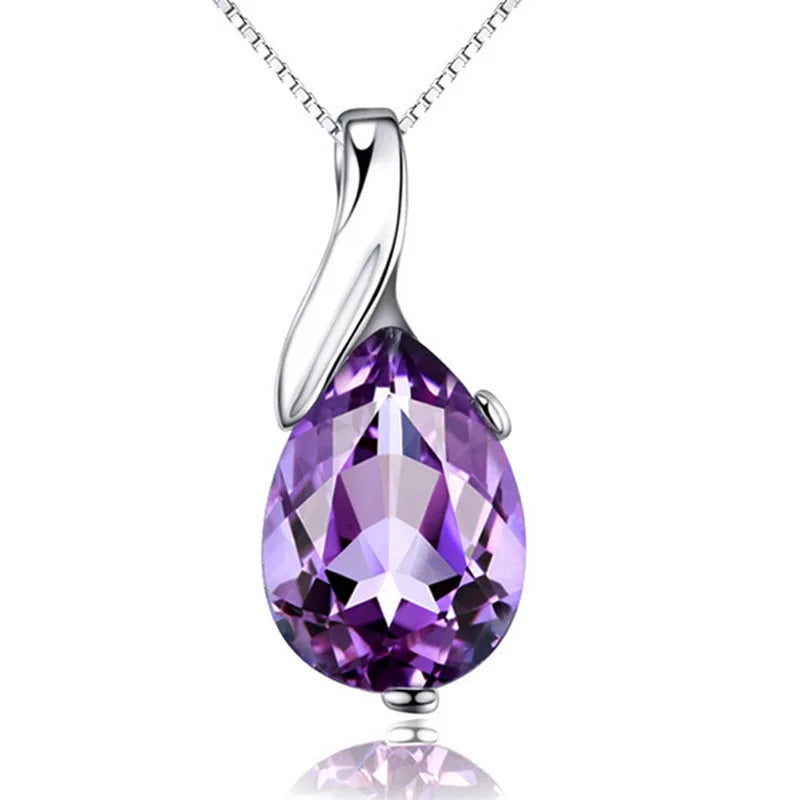 S925 Sterling Silber Halskette Engel Tränen Kristall Rot Anhänger Halskette für Frau Charme Schmuck Geschenk