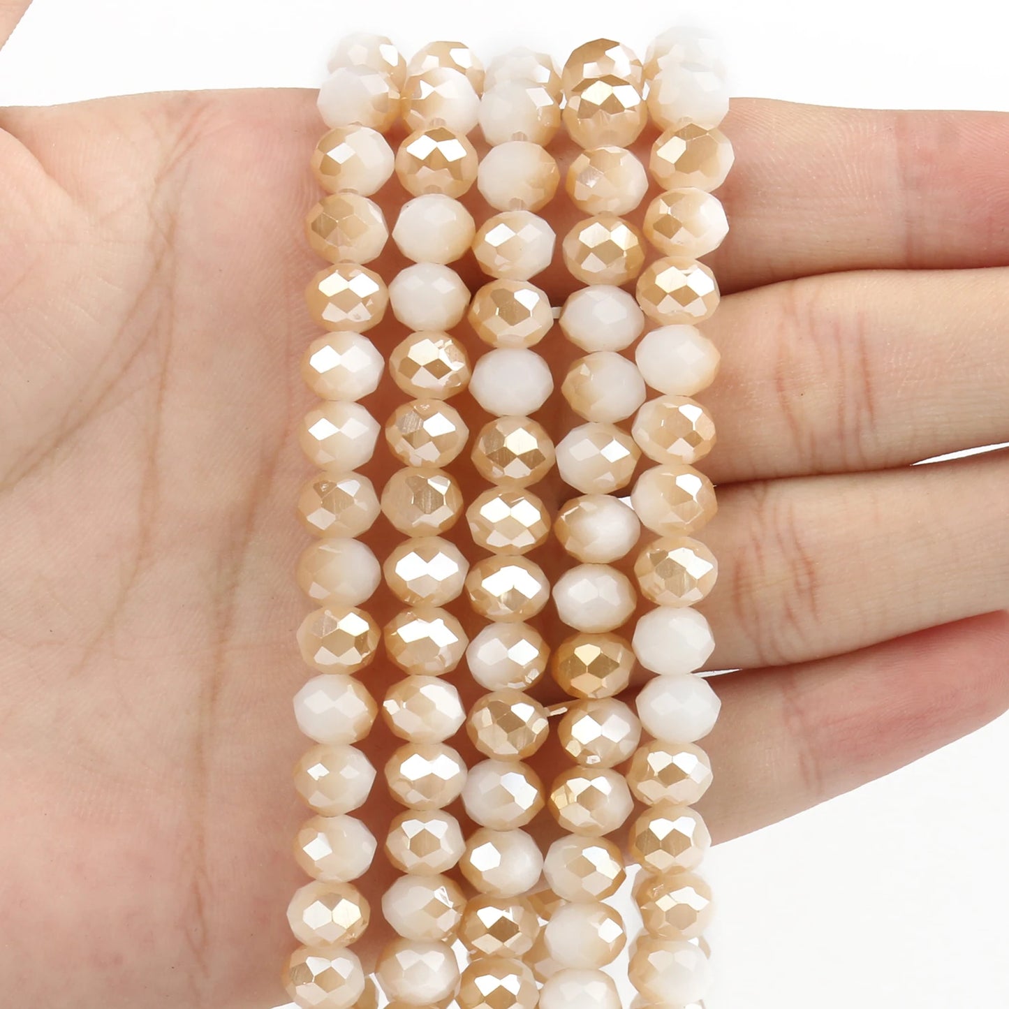 3/4/6/8mm Facettierte Jade Weiße Kristall Glas Perlen Vergoldet Flache Runde Lose Perlen für Schmuck Machen Diy Armband Ohrring
